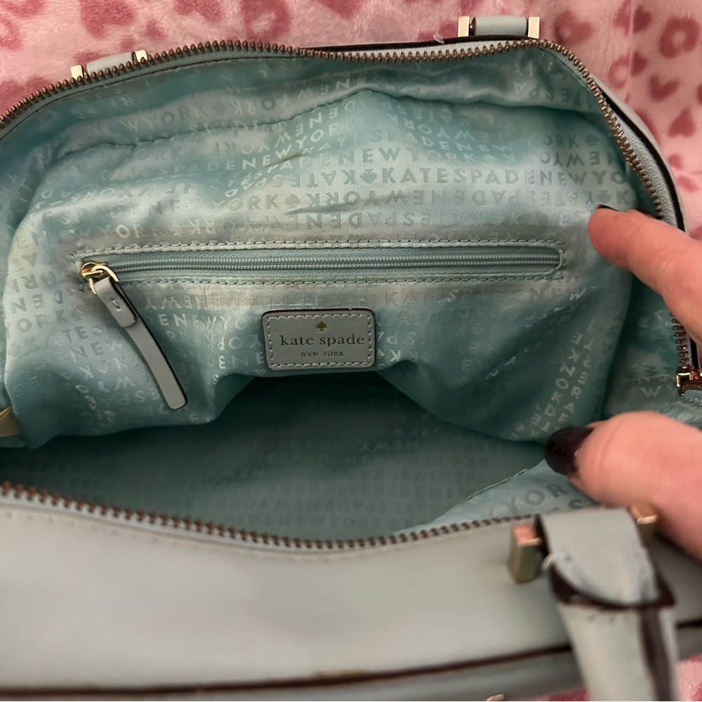 Kate Spade Aqua Blue Studded Leather Satchel with Matching Wallet - Picture 4 of 15